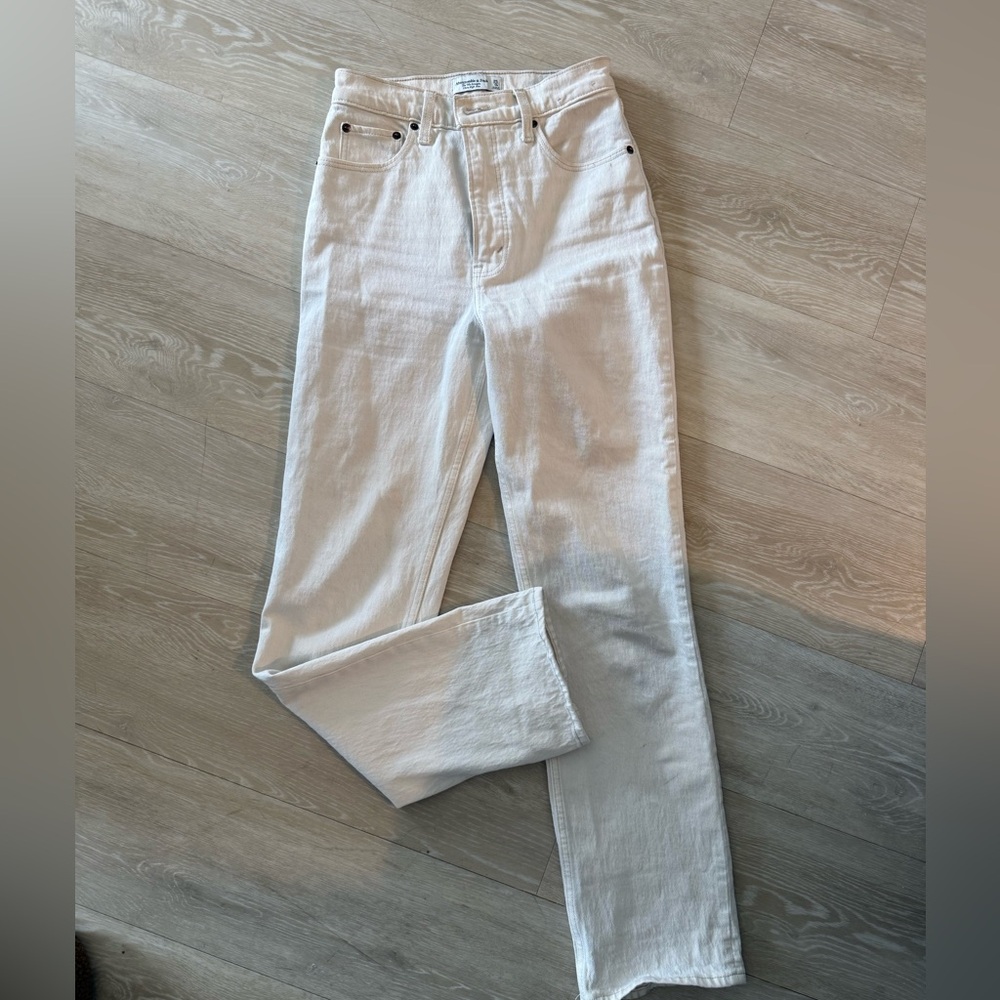 Abercrombie & Fitch White Straight Leg Jeans